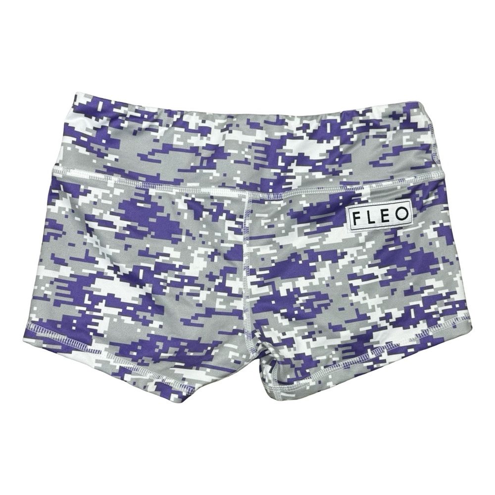 FLEO Limited Edition Future Camo Shorts — Purple & Gray Athletic Women’s Small